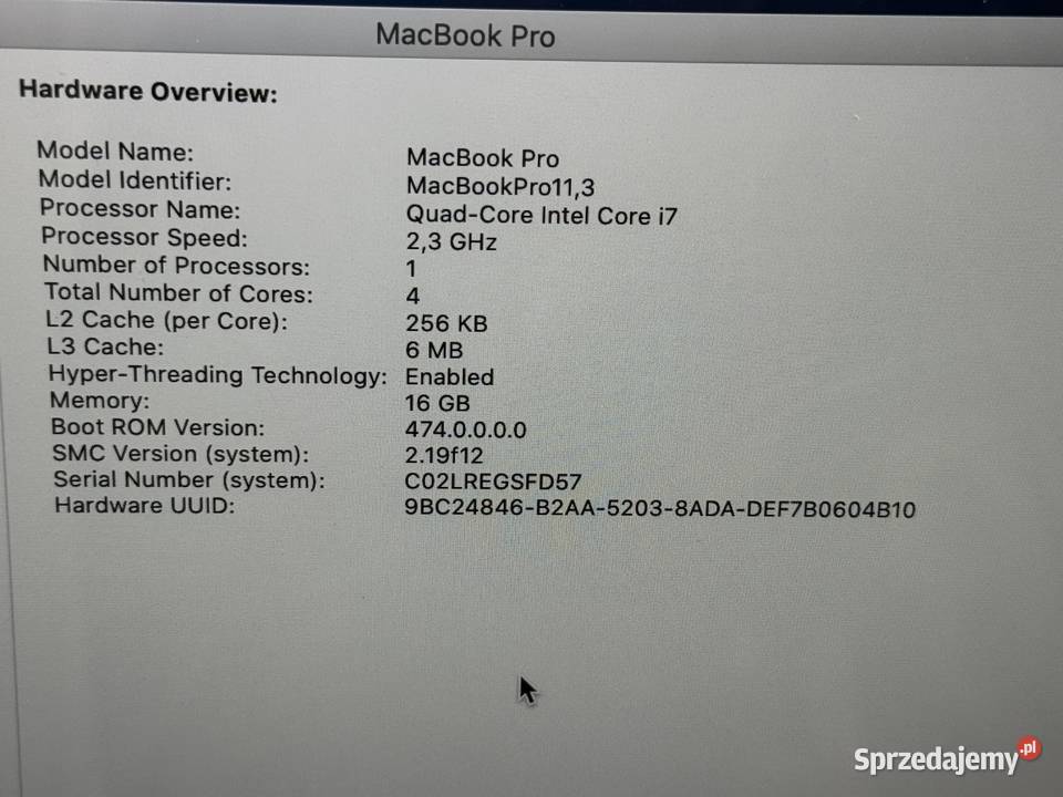 Macbook Pro 15 Retina 113 2013 A1398 16GB i7 Warszawa