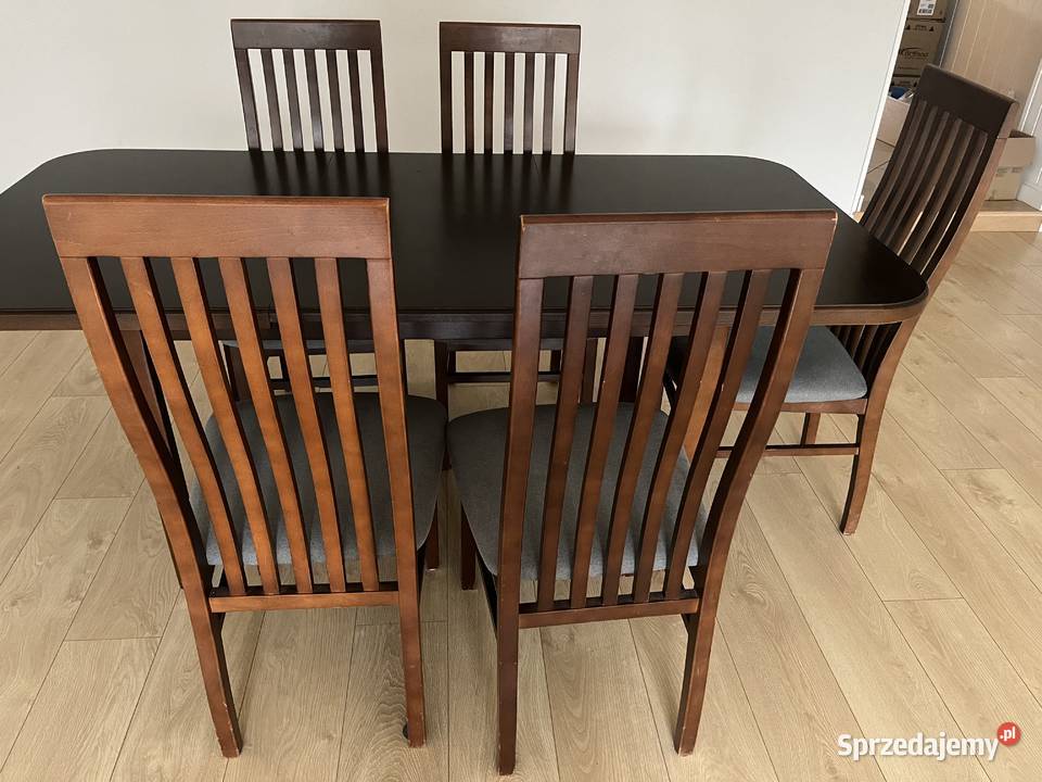 Stół drewniany z sześcioma krzesłami kolor zachodniopomorskie Goleniów