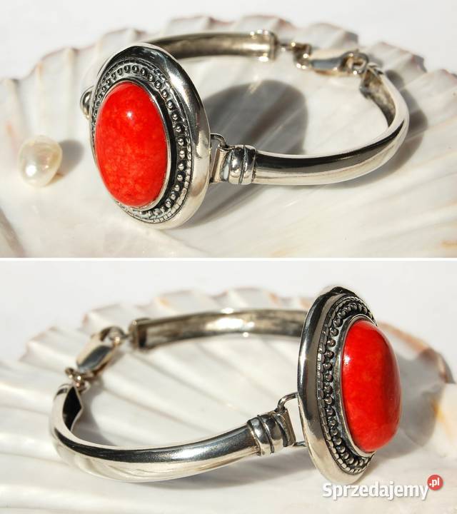 Wisior bransoletka kolczyki nowy komplet koral srebro Lublin