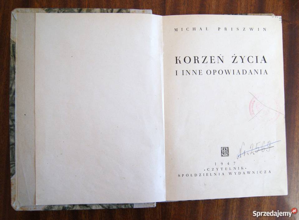 Michał Priszwin Korzeń życia 1947 Proza i poezja Parczew sprzedam