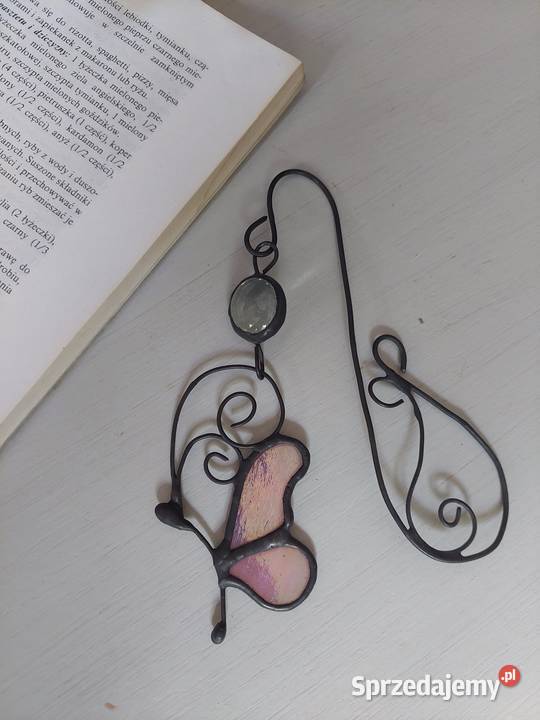 zakładka do książki motylek róż perłowy witraż