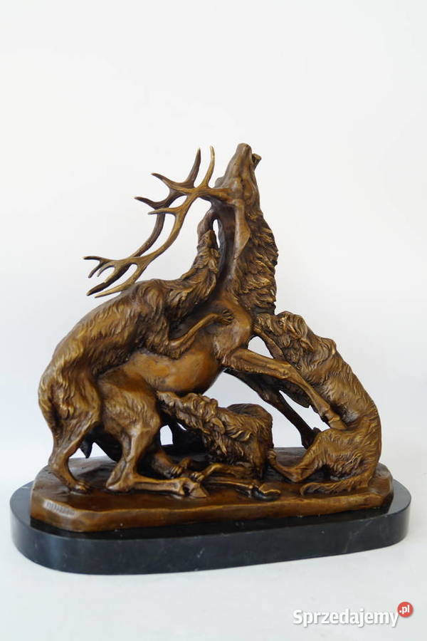Figura myśliwska z brązu Atak psów na Jelenia sprzedam