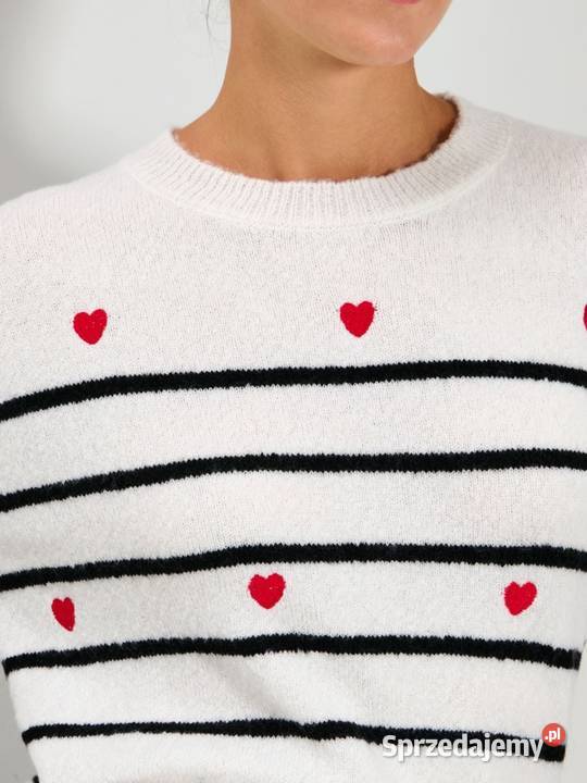 sweter w paski i serca Sinsay Olkusz