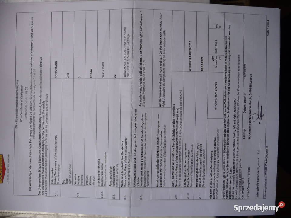 Przyczepa towarowa Boeckmann HL5121350 Nowa Burtowe i plandeki lubuskie Brody