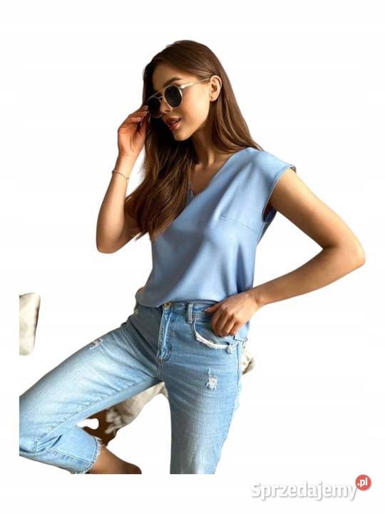 TOP ADIKA Bluzka prosty krój niebieska rozmiar Odzież damska łódzkie Pątnów