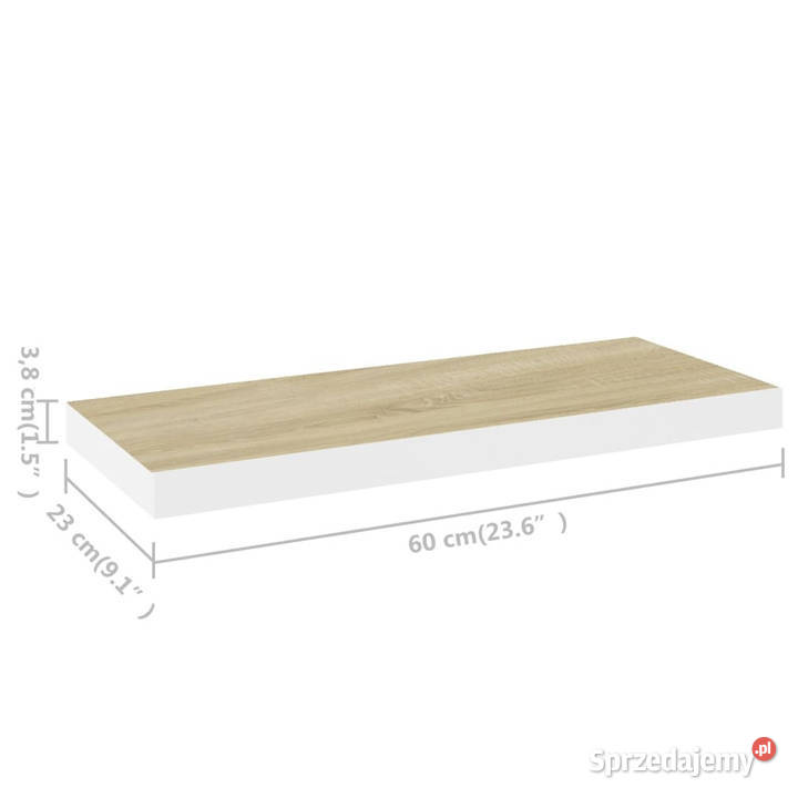Półki ścienne 4 kolor dębu i biel 60x235x38 MDF Warszawa