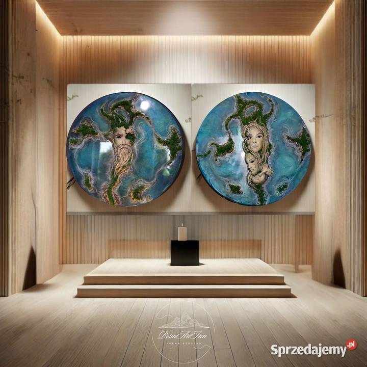 Zestaw dwóch Obrazów żywica epoxydowa rzeźba