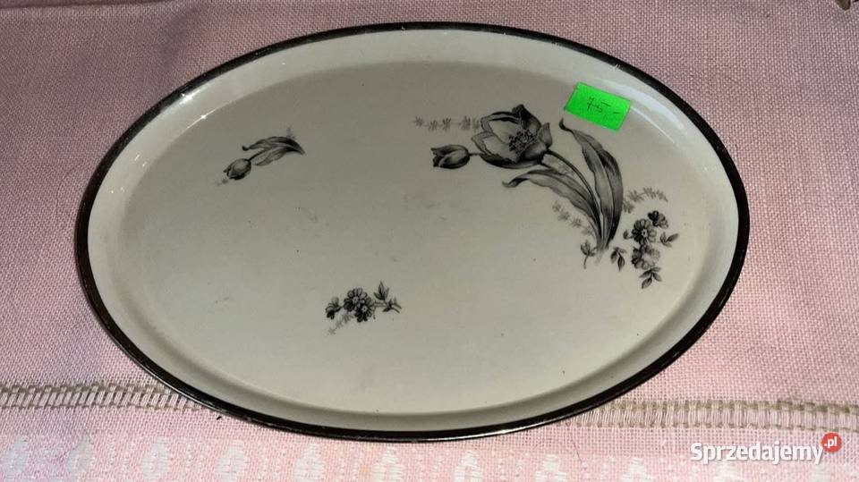 Patera z czarnymi tulipanami Półmisek Sygnatura