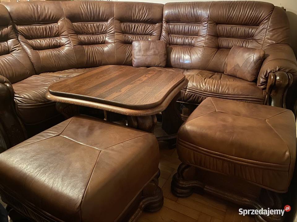 Zestaw Kler drewno dąb skóra Dębowo skórzany 230cm Opole