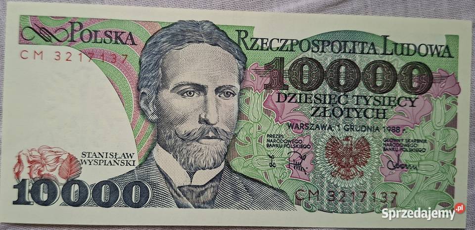 Banknot z PRL 10000 Numizmatyka Dąbrowa Górnicza
