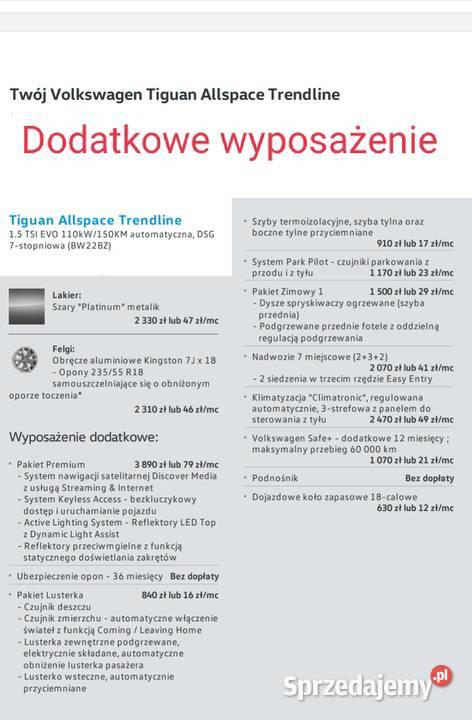 Nowy VW Tiguan Allspace 15 TSI Evo DSG 7 osób poduszka powietrzna