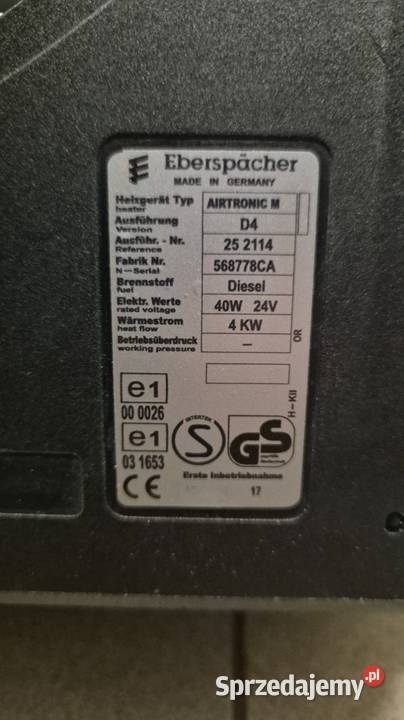 Ogrzewanie postojowe Eberspaecher Airtronic D4 wielkopolskie Kalisz
