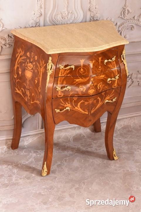 Piękna Drewniana Brzuchata Komoda Blat Marmur Kraków