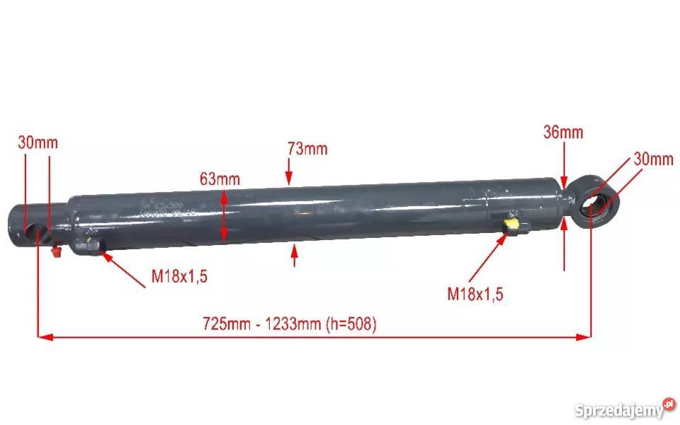 SIŁOWNIK HYDRAULICZNY CYLINDER 63x36x508 skok Solec Kujawski sprzedam