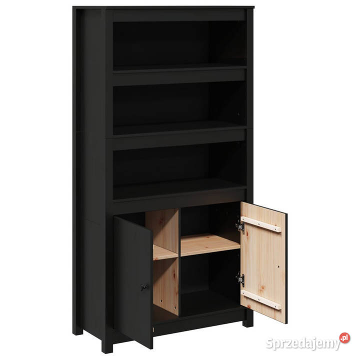 Szafka czarna 80x35x154 lite drewno sosnowe