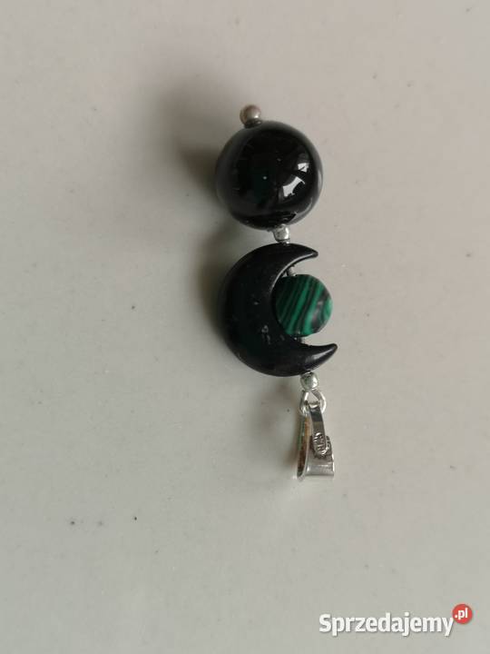 Zawieszka amulet onyks malachit srebro Toruń