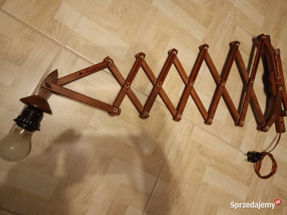 Zabytkowa Lampa nożycowa tekowa Vintage Kinkiet