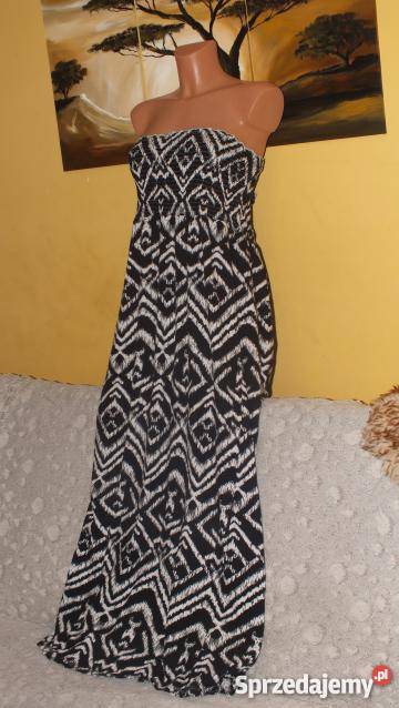 Sukienka maxi w kolorze czarnym w białe wzory Inowrocław sprzedam