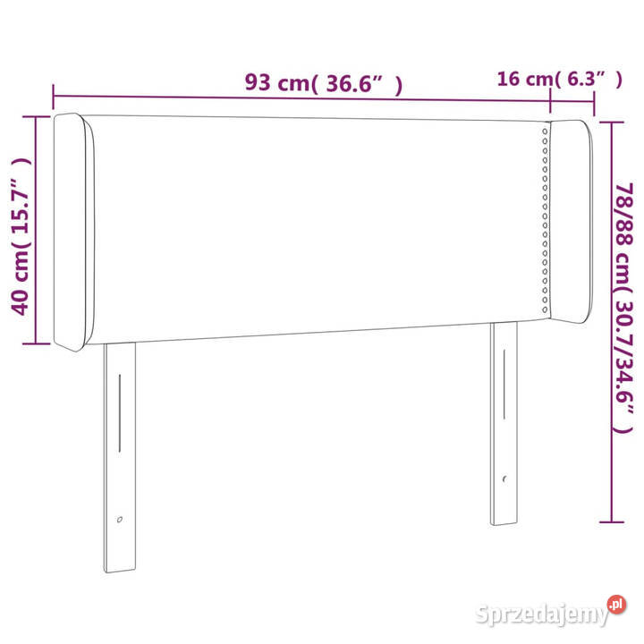 Zagłówek do łóżka z LED ciemnoszary 93x16x7888 mazowieckie