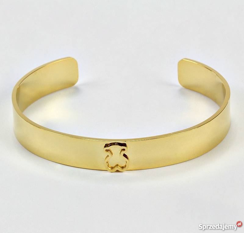 Sztywna Złota Bransoletka Logo Tous Nowość Wrocław