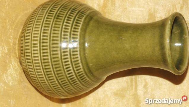 Piękny zielony ceramiczny wazon Inowrocław
