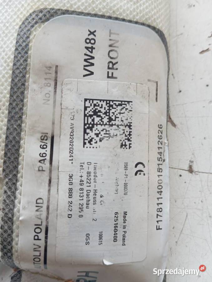 VW Passat B8 poduszka fotela prawa 3G0880242D osobowe