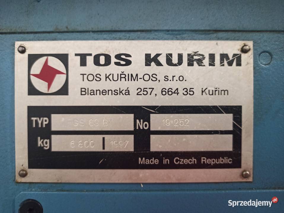 FREZARKA UNIWERSALNA TOS KURIM FGS 63 B Trzebunia sprzedam