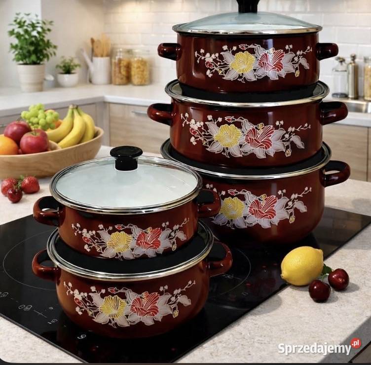 PROMOCJA 99 Garnki emaliowane brązowe śląskie Zabrze