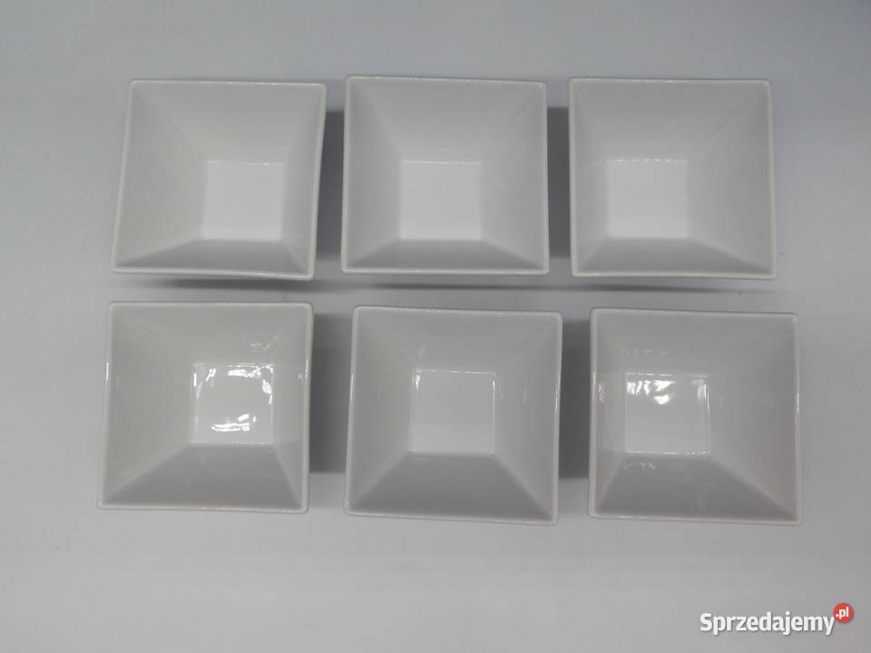 Zestaw 6 Kwadratowych Salaterek Porcelanowych Porcelana i szkło Raszków