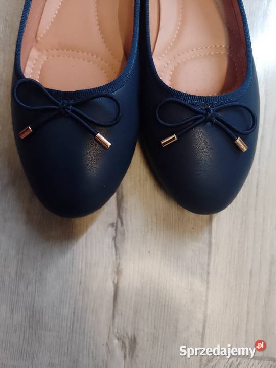 4243 Granatowe baleriny wieczorowe NOWE skóra ekologiczna Kraków