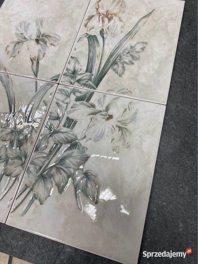 DEKORACJA 40x50 kwiat Iris Gold złoto ceramiczny Budownictwo i akcesoria Zakopane