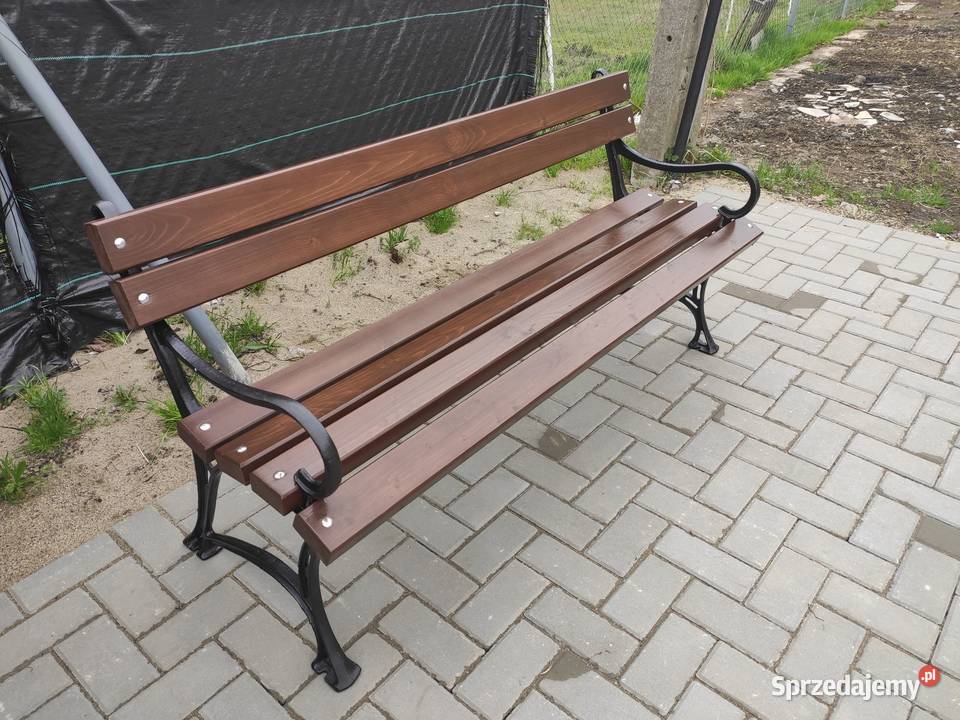 Ławka z oparciem podłokietnik miejska ogrodowa