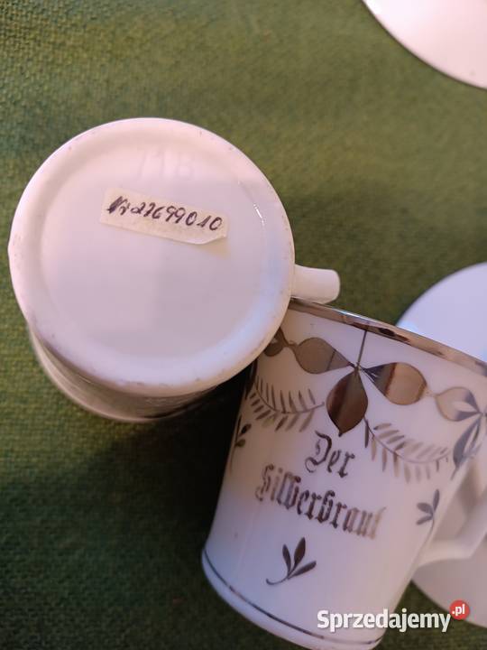 Filiżanki srebrzona porcelana Gorlice