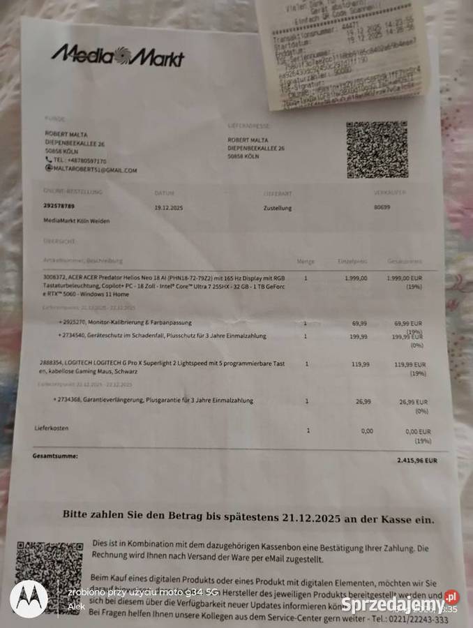 Laptop gamingowy Predator 18 wielkopolskie Sława Wielkopolska