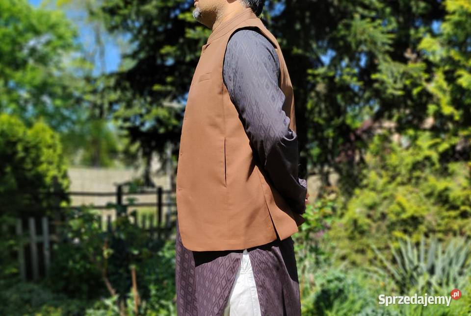 Kamizelka męska Nehru jacket L ciepły brąz Szczecin