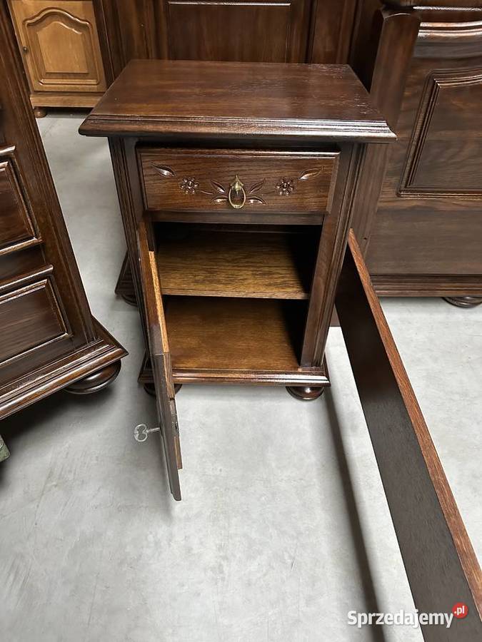 Piękna dębowa sypialnia łóżko 140 szafki komoda Meble do sypialni Sławoszewek