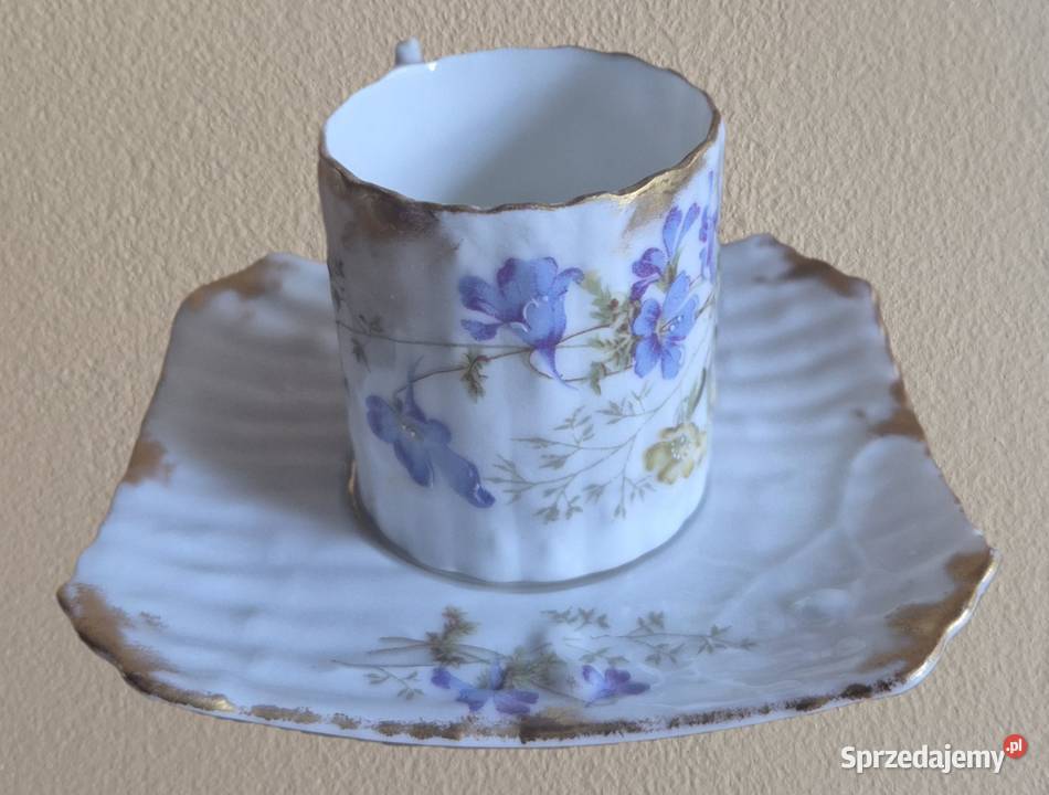 Filiżanki do kawy KPM Krister XIX wiek 6 sztuk Porcelana i szkło