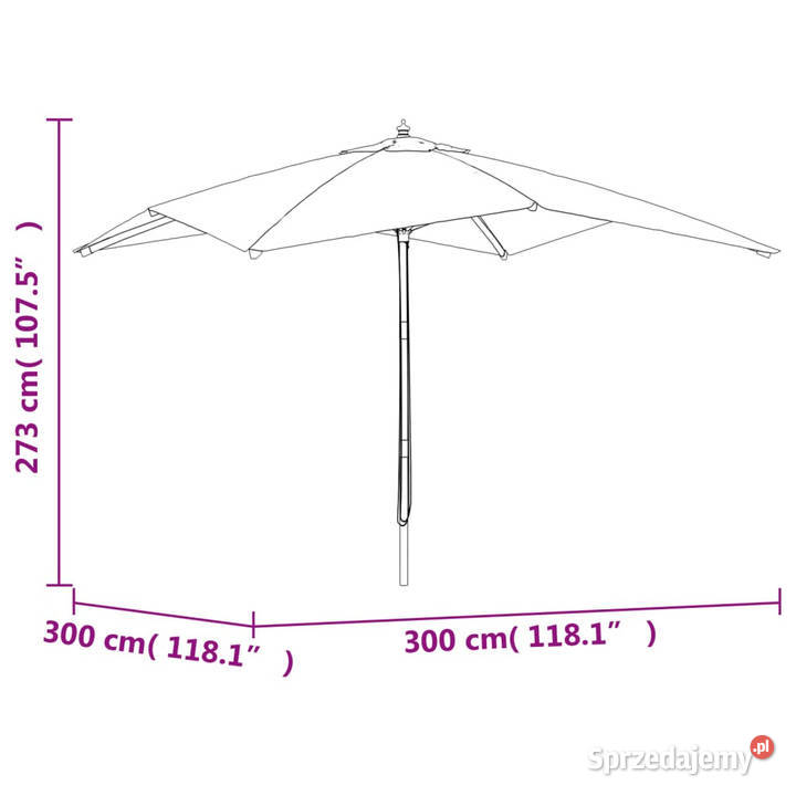 Parasol ogrodowy na drewnianym słupku zielony Parasole ogrodowe Warszawa