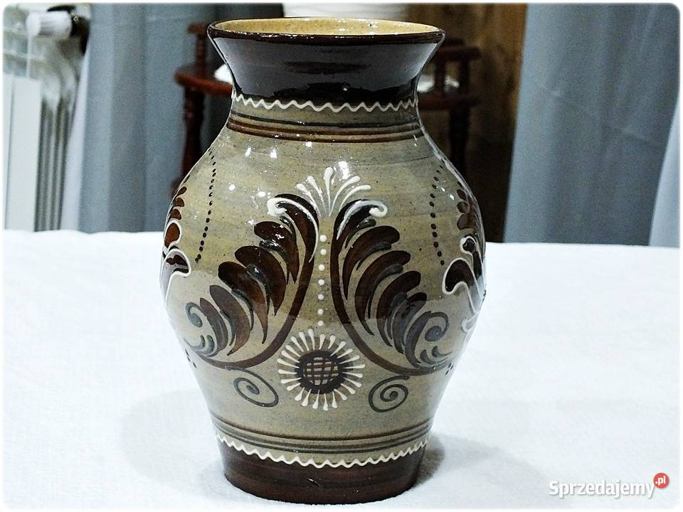 Stary Wazon z lat 6070 Malowany ręcznie Motyw Porcelana i szkło Żary