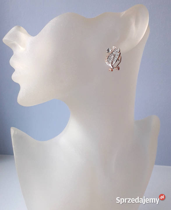 Kolczyki pozłacane Liść z cyrkoniami Łódź sprzedam