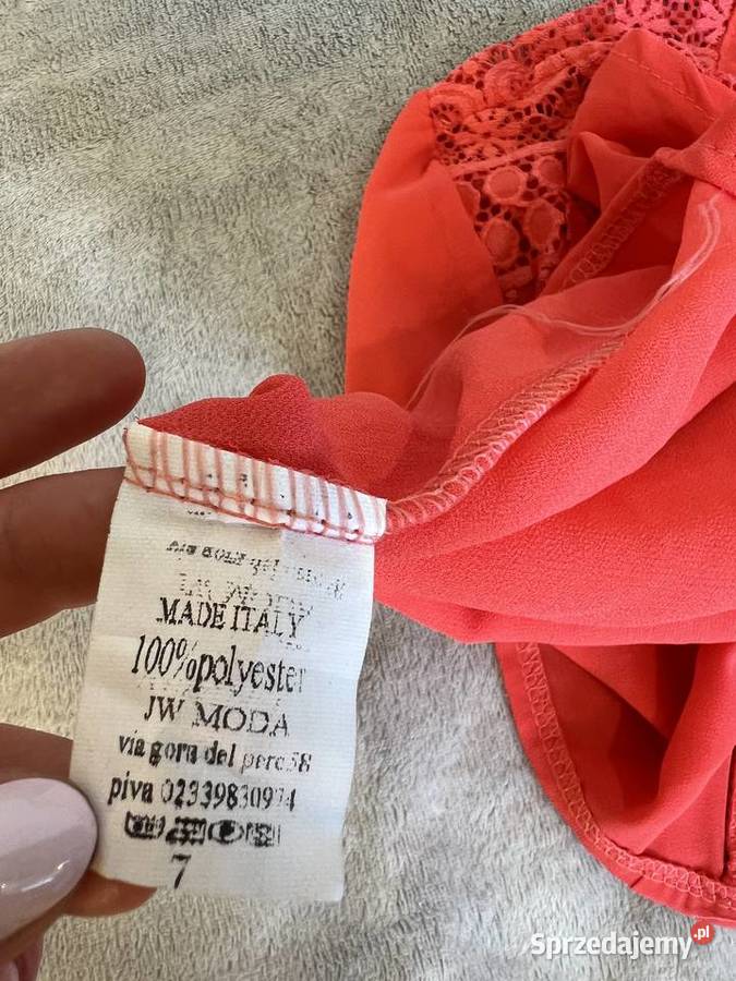 Bluzka z krótkim rękawem łososiowa koralowa Jasło