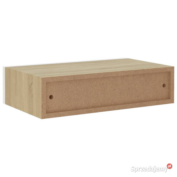 Półki ścienne z szufladą 2 dąb i biel 40x235x10 Warszawa