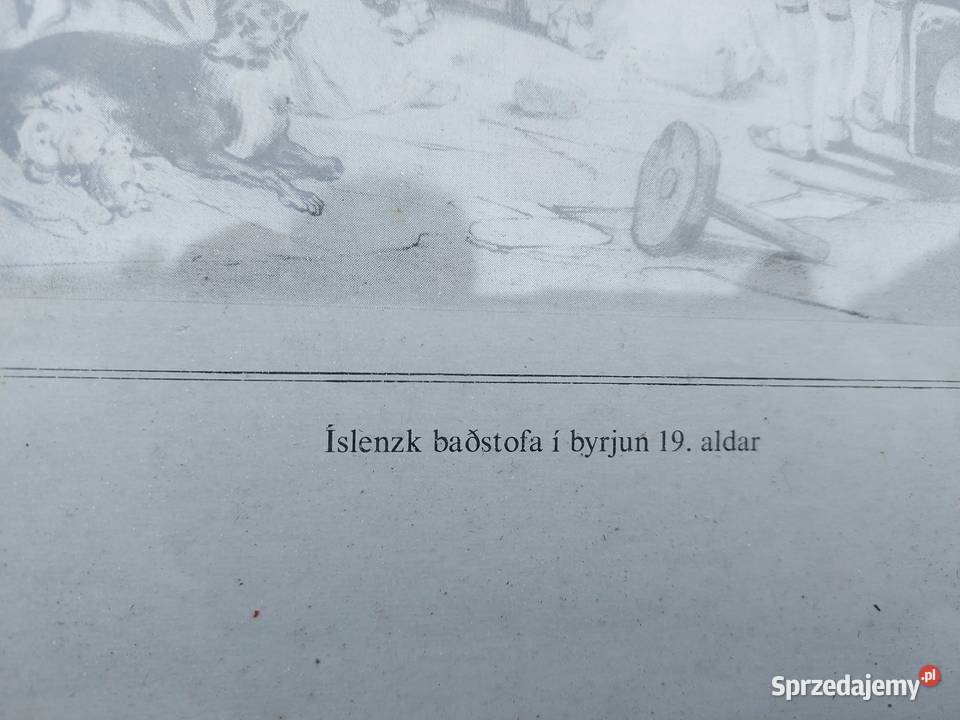 80 Stary mały obrazek druk Islandzka chata z Tczew
