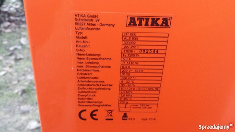 Osuszacz pochłaniacz wilgoci Atika ALE 800