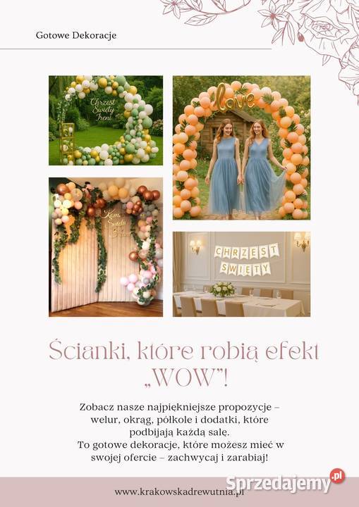 Zestaw dekoracji weselnych tło koło kurtyny małopolskie