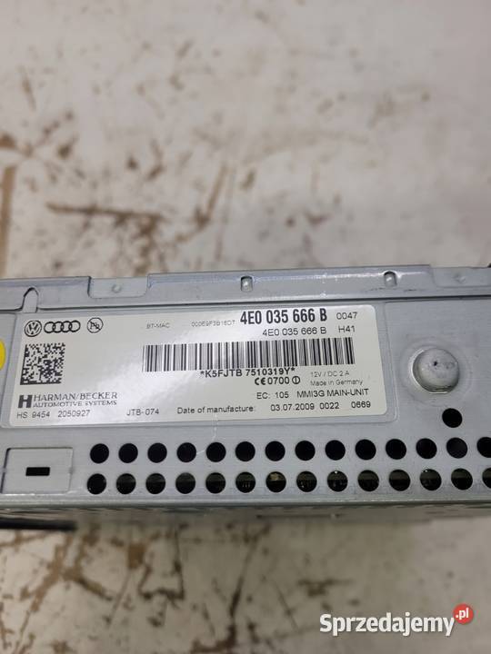 JEDNOSTKA MMI CZYTNIK AUDI A6 A8 Q7 4E0035666B śląskie Przystajń sprzedam
