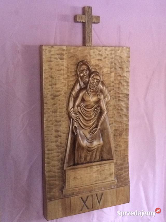 Rzeźbione 14 Stacji Drogi Krzyżowej sprzedam