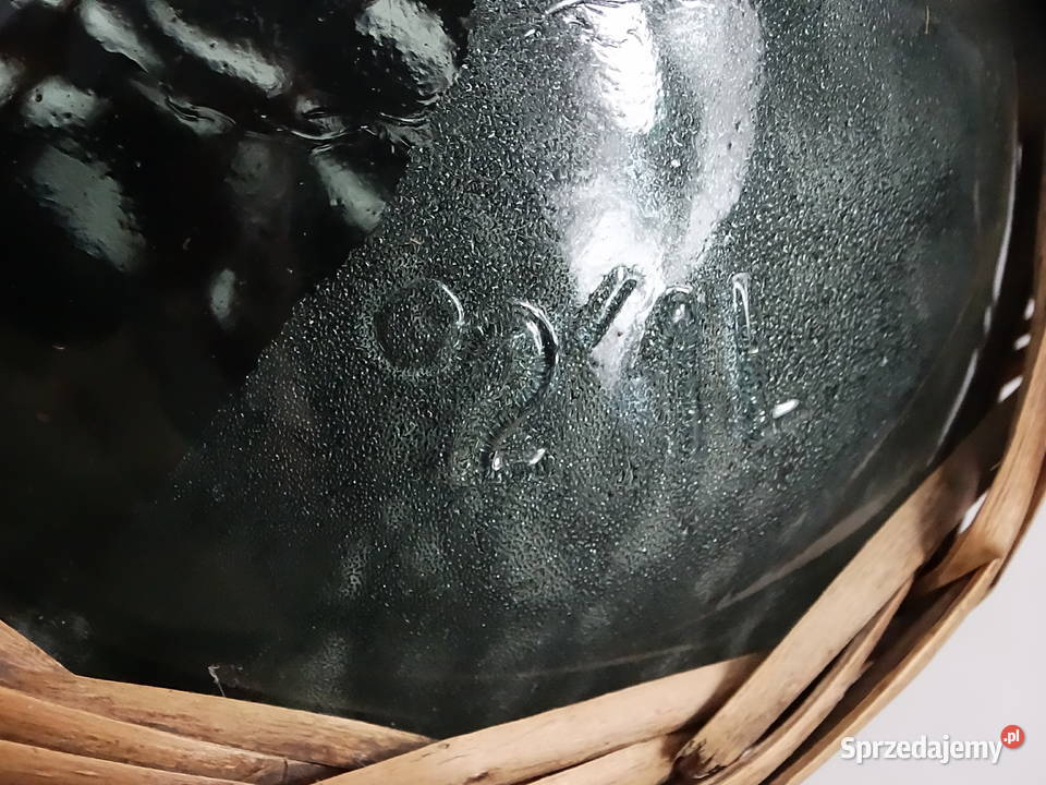 Stary szklany balon gąsior 21L w koszu lubelskie Biłgoraj