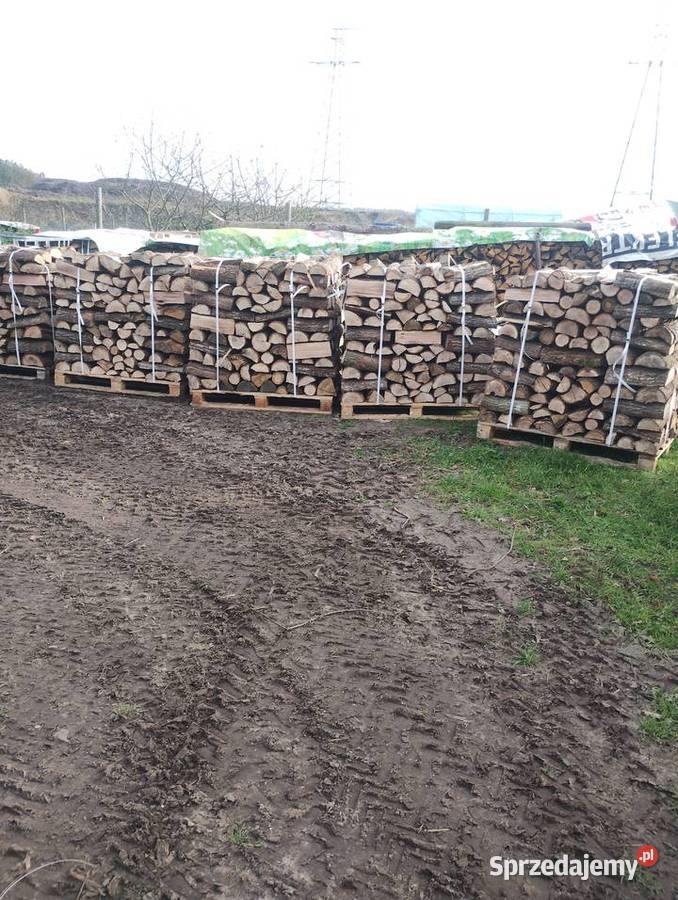 Drewno kominkowe opalowe ułożone na paletach 1m3 Opał pomorskie Banino