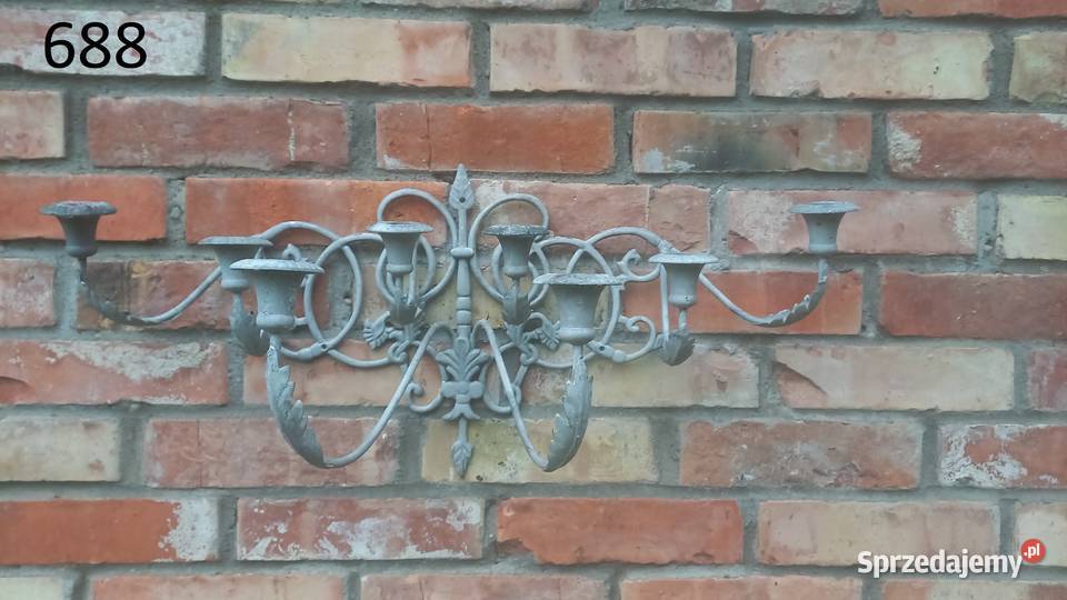 Świecznik metalowy wiszący na scianę 8 świec 688 szary Gawroniec